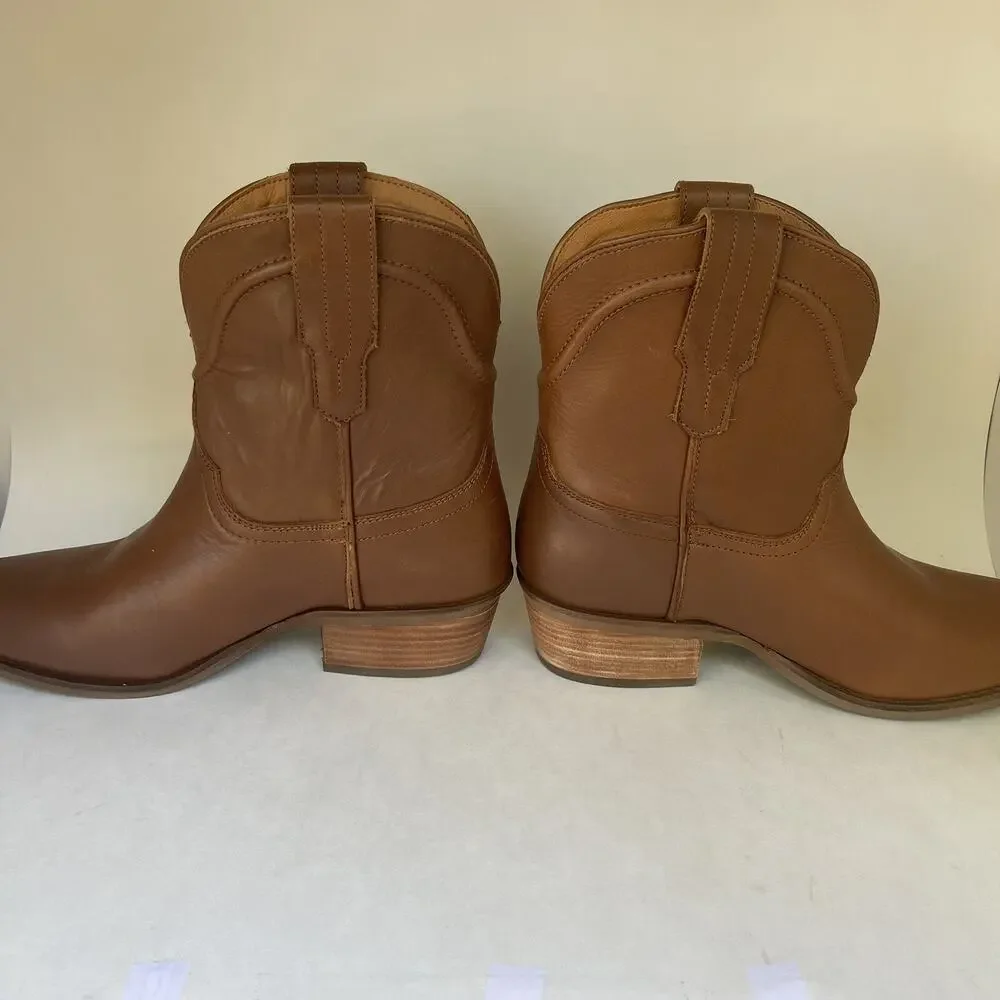 Dingo Seguaro Round Toe Cowboy Booties‎ Womens Brown Casual Boots Size 8.5